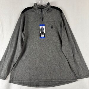 Spyder Active Mens Shirt Gray L Pullover 1/4 Zip‎ Long Sleeve ProWeb